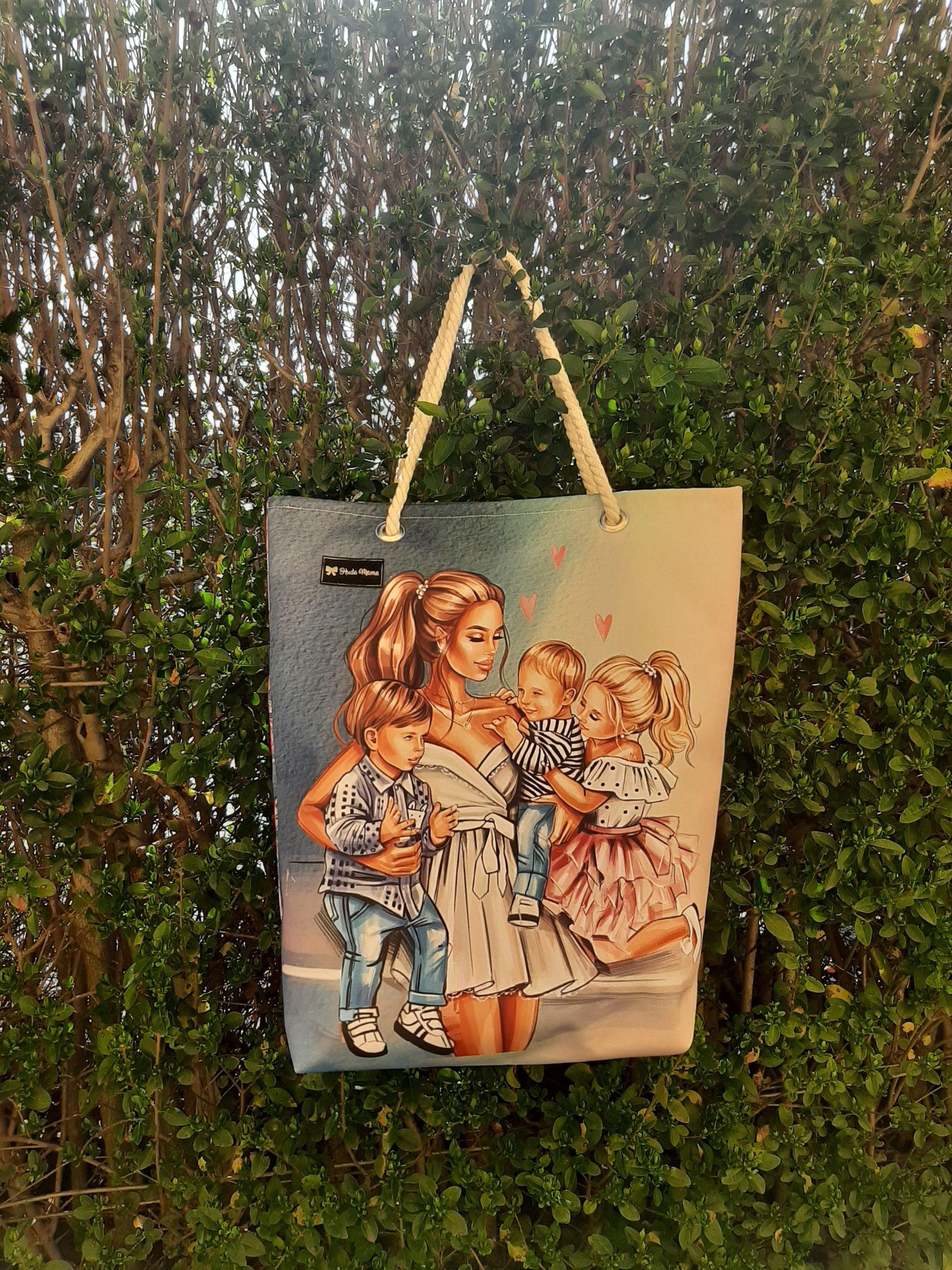 Torba - mama, dva fanta, ena punca, modra