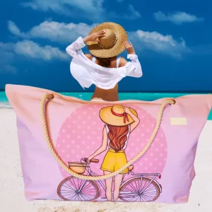 Plažna torba - kolesarka roza